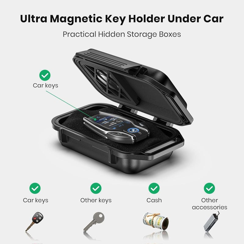 PakWizz Upgraded Magnetic Key Box, Magnetic Key Holder Under Car, Hide a Key Magnetic Car, Waterproof & Dustproof Magnetic Key Hider Outdoor, Magnet Storage Box - Image 4